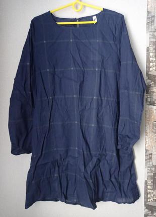 Сукня- туніка з натуральної тканини, бавовна, колір темно-синій, розмір 46-504 фото