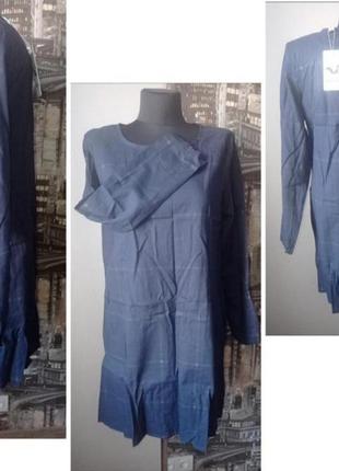 Сукня- туніка з натуральної тканини, бавовна, колір темно-синій, розмір 46-5010 фото