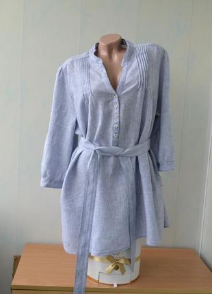 Льняная удлиненная блуза  marks & spencer , лен2 фото