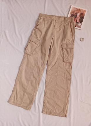 Широкие брюки карго на средней посадке/прямые/трубы1 фото