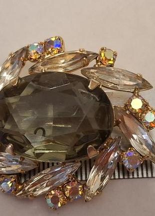Шикарная брошь чешская бижутерия чехословакия яблонекс винтаж №65710 фото