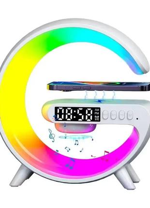 Настільна смарт-лампа g-smart light g63 rgb з бездротовою зарядкою і bluetooth-колонкою 10 w white4 фото