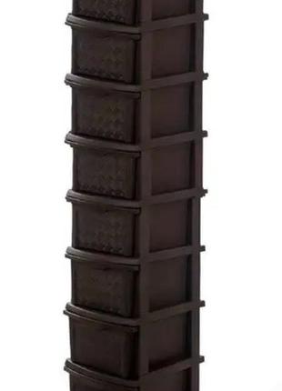 Пластиковый коричневый комод, шкафчик, тумбочка, органайзер на 8 ярусов для хранения вещей и прочих аксессуаров