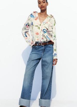 Широкие джинсы с высокой посадкой от zara, 34р, оригинал