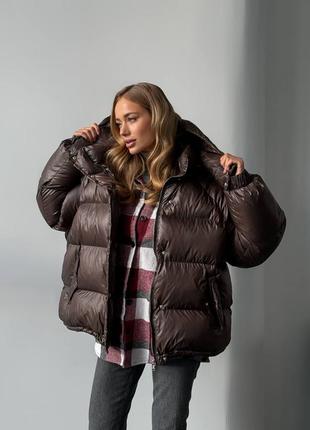 Трендовий пуховик пуффер зимова куртка
