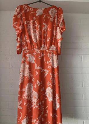 Платье оранжевое в цветы boohoo2 фото