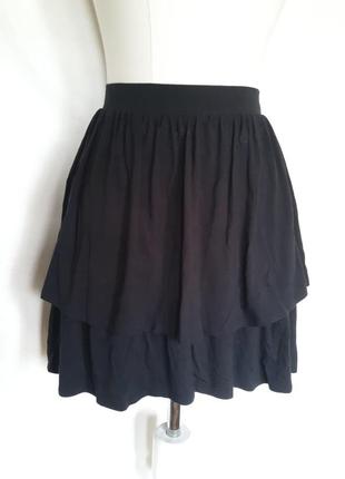 95% вискоза женская натуральная, летняя, вискозная черная ярусная юбка.6 фото