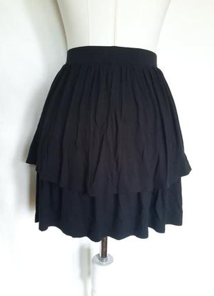 95% вискоза женская натуральная, летняя, вискозная черная ярусная юбка.7 фото