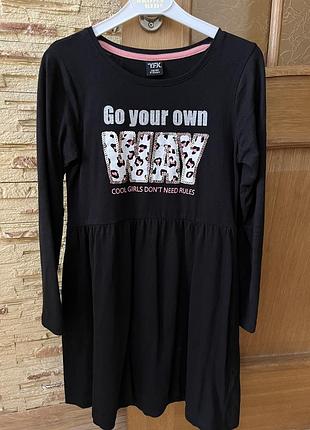 Платье для девочки, длинного рукава,черное,базовое