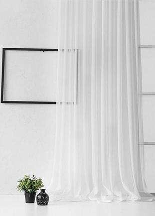 Готовый тюль лен в белом и молочном цвете