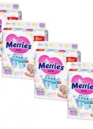 4 упаковки merries подгузники newborn (0-5 кг) 360 шт
