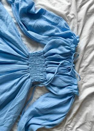 Ніжна  сукня жіноча натуральний муслін , об'ємні рукава 🍓8 фото