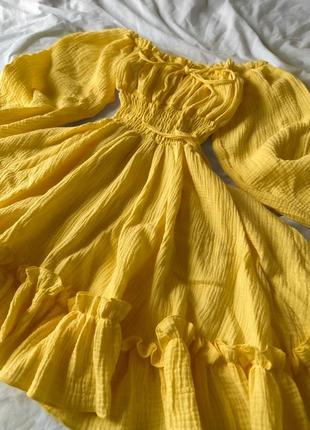 Ніжна  сукня жіноча натуральний муслін , об'ємні рукава 🍓7 фото