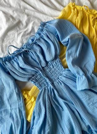 Ніжна  сукня жіноча натуральний муслін , об'ємні рукава 🍓6 фото