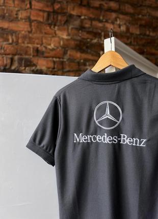 Mercedes-benz men’s grey vintage short sleeve polo shirt embroidered винтажное поло2 фото