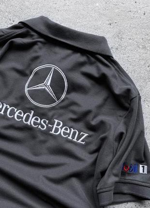 Mercedes-benz men’s grey vintage short sleeve polo shirt embroidered винтажное поло5 фото