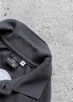 Mercedes-benz men’s grey vintage short sleeve polo shirt embroidered винтажное поло7 фото