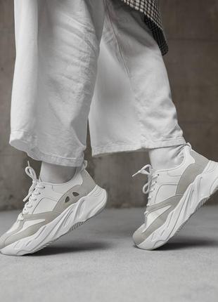 Женские кроссовки sensi white/ grey, кожаные кроссовки, женские кроссовки