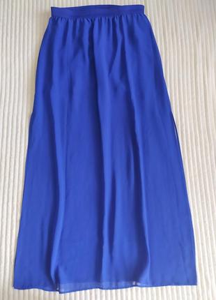 Летняя синяя длинная юбка