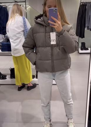 Дутик zara до -20, эко пуховик, стеганная куртка