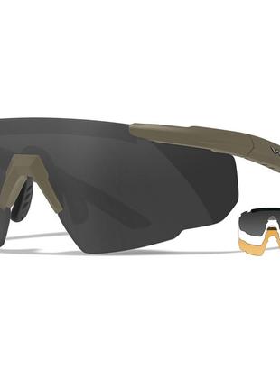 Окуляри балістичні wiley x saber advanced, 3 лінзи (grey/clear/rust) od green
