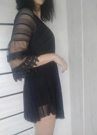 Платье туника разлетайка черное шикарное клеш в сеточку new collection5 фото