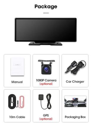 Автомонитор 10,26" s apple carplay, bluetooth, dual dvr с камерой заднего вида bb-1026
