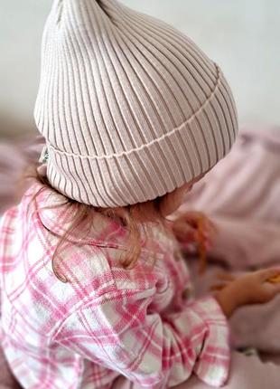 Шапка в рубчик деми детская на осень одинарная