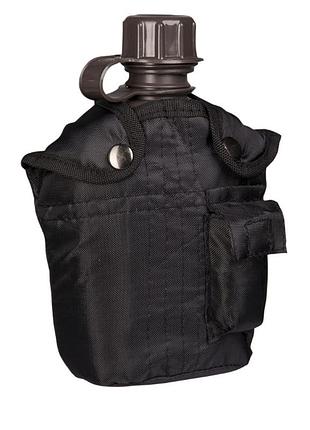 Фляга 1 л. тактическая в черном чехле "mil-tec"