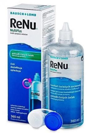 Комплект 720 мл розчин для лінз bausch & lomb renu multiplus 360 мл + контейнер реню вода, рідина