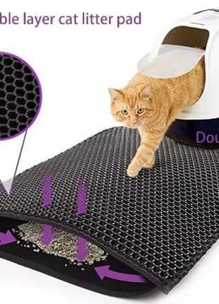 Коврик для кошачьего туалета, коврик для лотка двухслойный 30х30 см