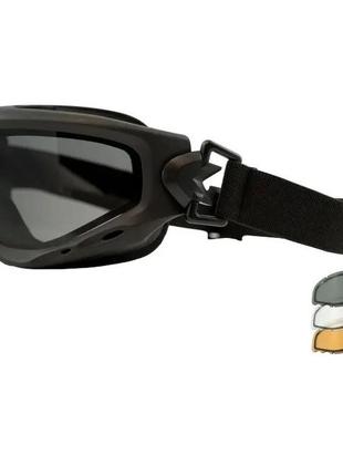 Тактична маска wiley x spear dual. 3 лінзи (grey/clear/rust) black (sp293dlb)