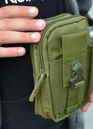 Тактическая сумка - сумка для телефона, система molle органайзер тактический с кордуры. цвет: хаки