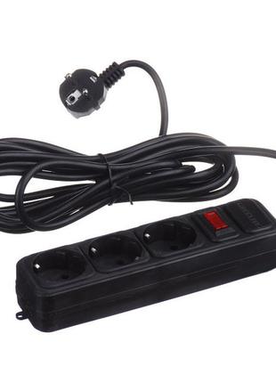 Подовжувач greelite на 3 розетки 5 м sp3-5 black (4797)