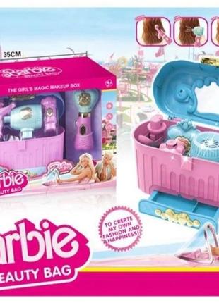 Набір перукаря у стилі barbie для дівчаток, парикмахера зі звуком для створення зачісок фен, стайлер, бокс, щітка для волосся