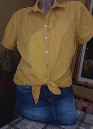 Хлопковая рубашка горчичного цвета