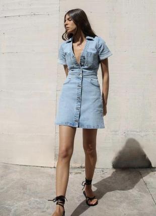 Джинсовый сарафан джинсовое платье zara