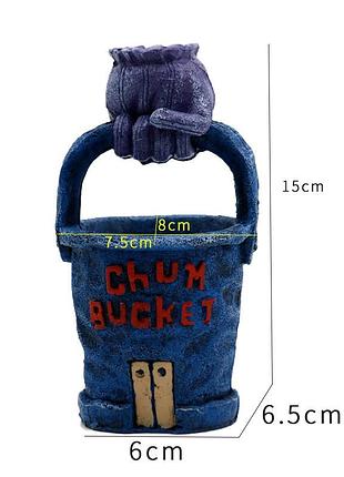 Декорация для аквариума "ресторан чам баккет" из мультфильма губка боб квадратные штаны 15 х 6,5 х 6(см)