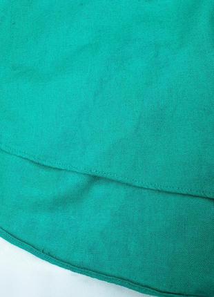 Зелена лляна сукня на запах натуральна10 фото