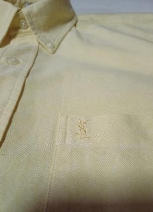 Рубашка желтого цвета vintage воротник 14 1/2 ; 33 1/2 cm yves saint laurent толстая ткань3 фото