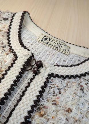 Жилет твид шерсть беж белый коричневый скандинавский винтажный жилетка4 фото