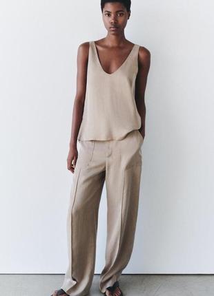 Струмуючі штани костюмні бежеві zara new