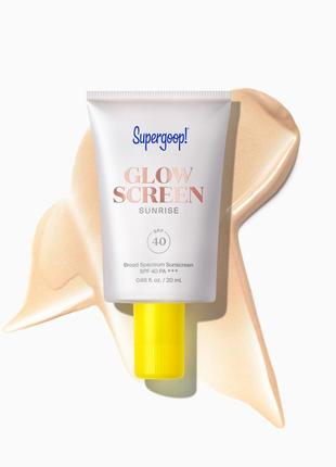 Солнцезащита/праймер для лица supergoop! glow screen spf 40 pa+++ с гиалуроновой кислотой и ниацинамидом