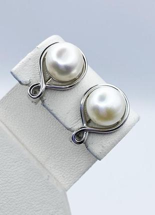 Сережки серебряные с жемчугом 6,41 г