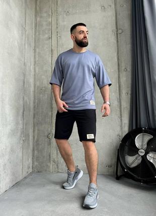 Чоловічий літний спортивний прогулянковий костюм повсякденний шорти та футболка літо6 фото