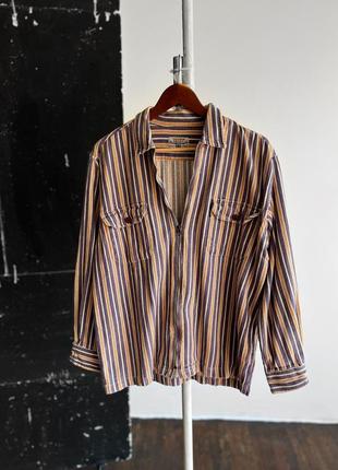 Rocky vintage mens 90s striped long sleeve full zip jacket pockets винтажная куртка в полоску