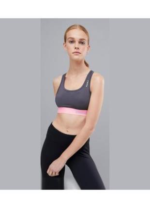 S топ reebok Sport спортивный лиф фитнес бюстик бюстгальтер серый сиреневый женский