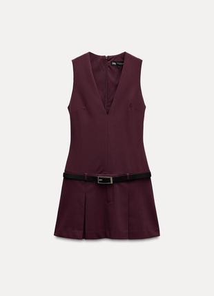 Короткое платье женское бордовое zara new