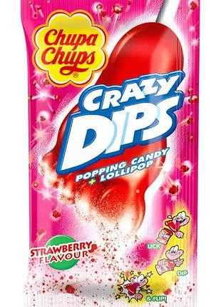 Леденцы chupa chups crazy dips 14г strawbery