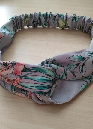 Пов'язка на голову тканева на резинці, чалма, шовкова